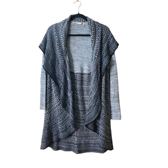 Soft Surroundings Cascade Front Open‎ Cardigian Grey/Black Sz M - Picture 2 of 8